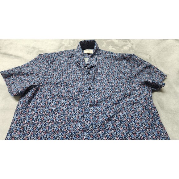 Con.Struct Mens Large Slim Fit 4-Way Stretch Floral Pattern Button Down Shirt - Picture 2 of 7